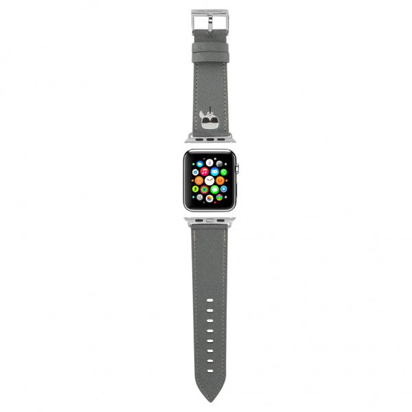 Karl Lagerfeld Apple Watch 42/44/45mm/Apple Watch Ultra Armband Saffiano Silver