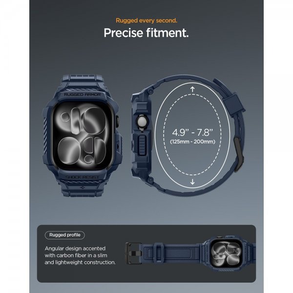 Spigen Apple Watch 42mm (Series 10/11) Armband Rugged Armor Pro 2 Navy Blue