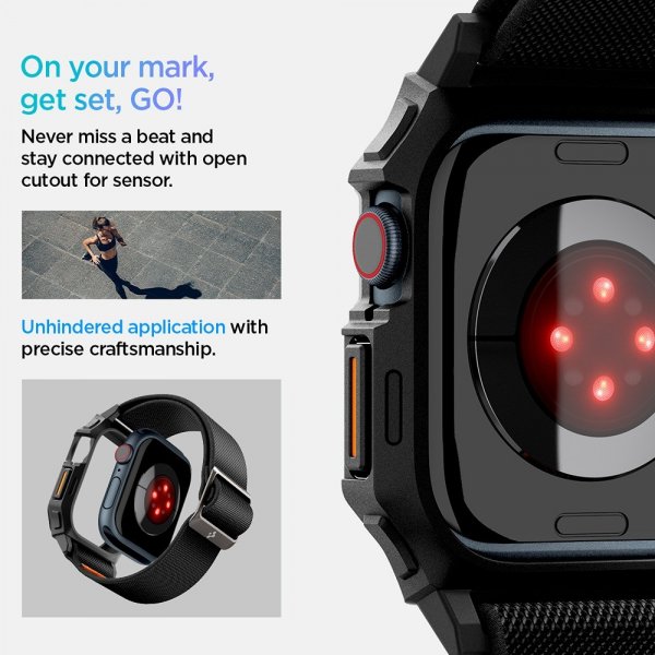 Spigen Apple Watch 42mm (Series 10/11) Armband och Skal Lite Fit Pro Matte Black