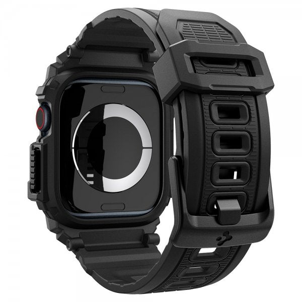 Spigen Apple Watch 42mm (Series 10/11) Armband och Skal Rugged Armor Pro Matte Black