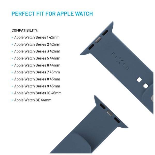 Fixed Apple Watch 44/45/46mm Armband Silicone Sporty Strap Ljusblå