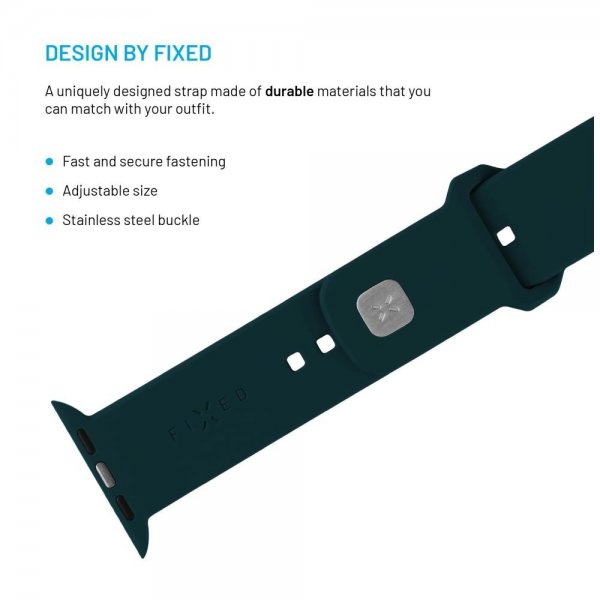 Fixed Apple Watch 44/45/46mm Armband Silicone Sporty Strap Mörkgrön