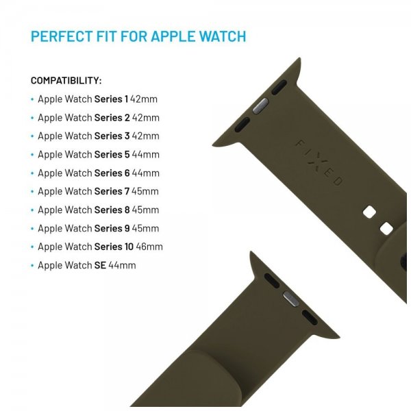 Fixed Apple Watch 44/45/46mm Armband Silicone Sporty Strap Olivgrön