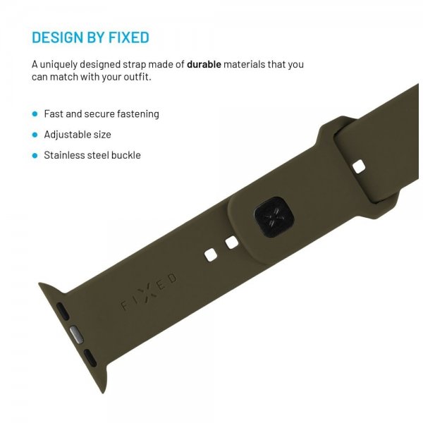 Fixed Apple Watch 44/45/46mm Armband Silicone Sporty Strap Olivgrön