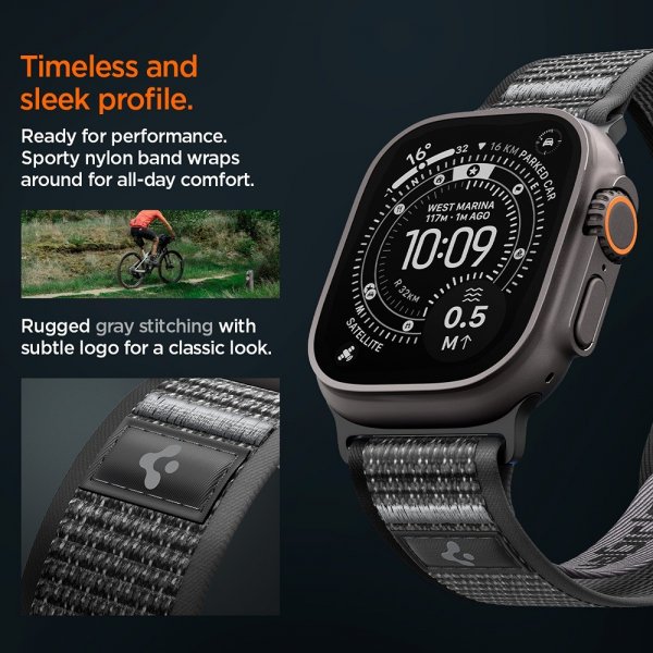 Spigen Apple Watch 44/45/46mm/Ultra 49mm Armband Athlex Air 2 Active Black Gray