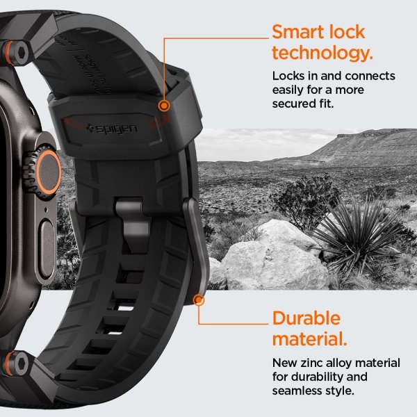 Spigen Apple Watch 44/45/46/49mm Armband DuraPro Armor Svart