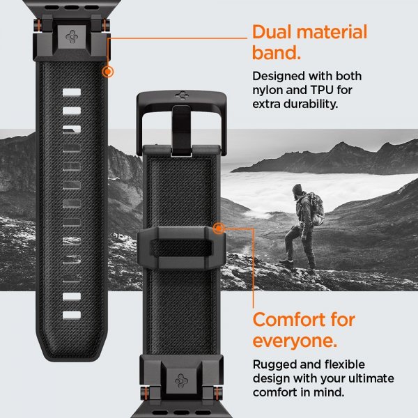 Spigen Apple Watch 44/45/46/49mm Armband DuraPro Armor Svart