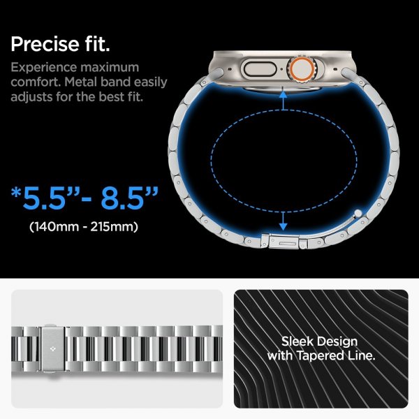 Spigen Apple Watch 44/45/46mm/Ultra 49mm Armband Modern Fit 316L Silver