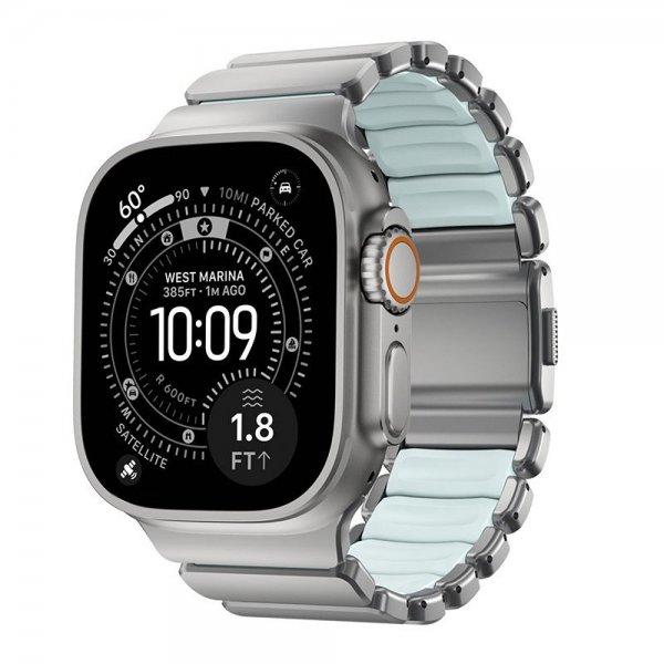 Nomad Apple Watch 44/45/46mm/Ultra 49mm Armband Stratos Band Natural Icy Blue Glow