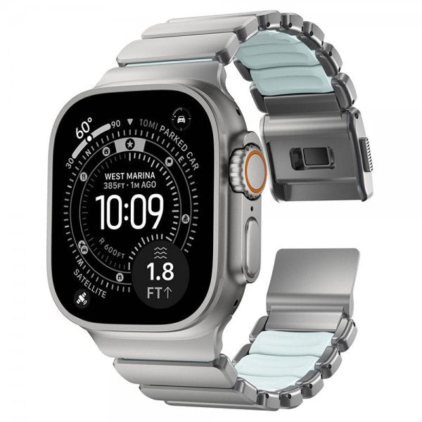 Nomad Apple Watch 44/45/46mm/Ultra 49mm Armband Stratos Band Natural Icy Blue Glow