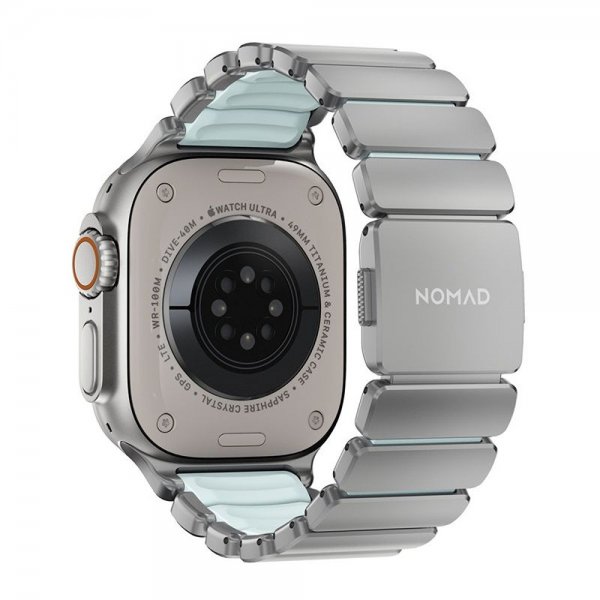 Nomad Apple Watch 44/45/46mm/Ultra 49mm Armband Stratos Band Natural Icy Blue Glow