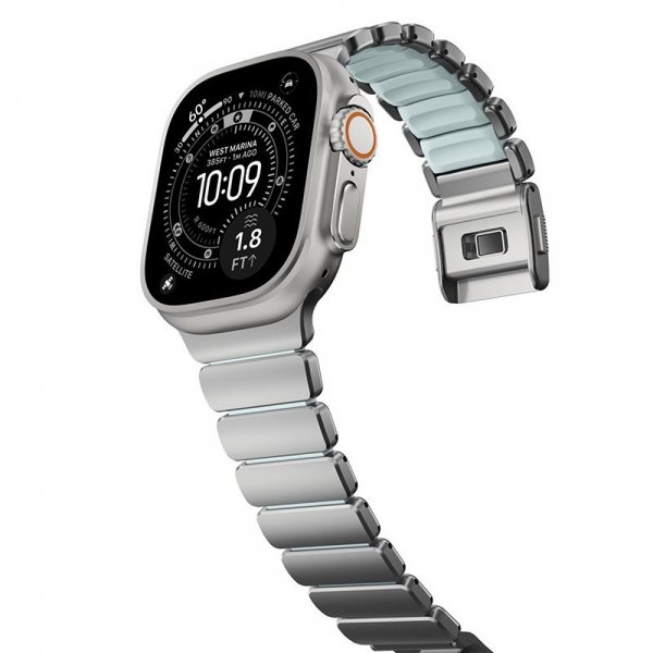Nomad Apple Watch 44/45/46mm/Ultra 49mm Armband Stratos Band Natural Icy Blue Glow