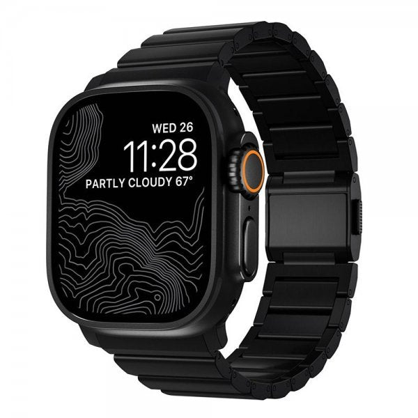 Nomad Apple Watch 44/45/46mm/Ultra 49mm Armband Titanium Band Svart