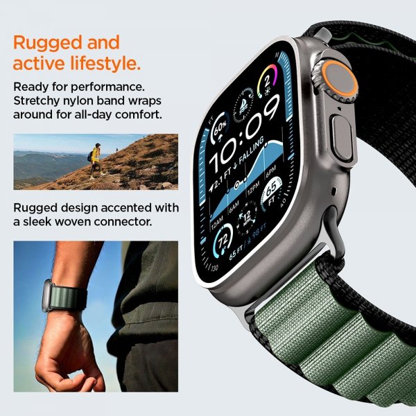 Spigen Apple Watch 44/45/46mm/Ultra 49mm Armband WBF1 Svart Grön