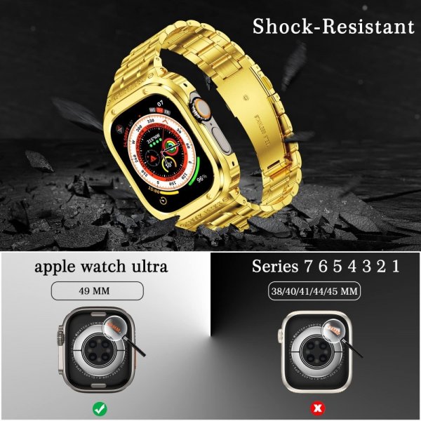 Apple Watch 44mm Armband med Skal Rostfritt Stål Guld