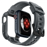 Spigen Apple Watch 44/45mm Armband och Skal Rugged Armor Pro Dark Gray