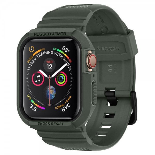 Spigen Apple Watch 44/45mm Skal med armband Rugged Armor Pro Military Green