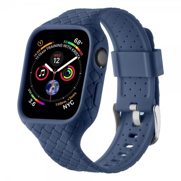 Apple Watch 45mm Armband Vävtextur Mörkblå