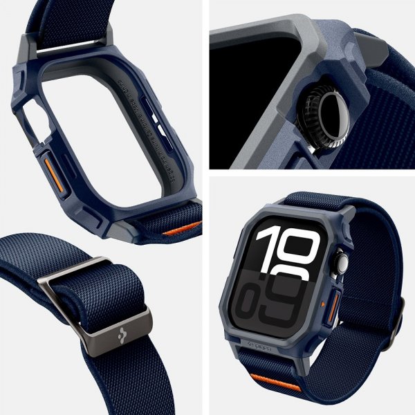 Spigen Apple Watch 46mm (Series 10/11) Armband och Skal Lite Fit Pro Navy Blue