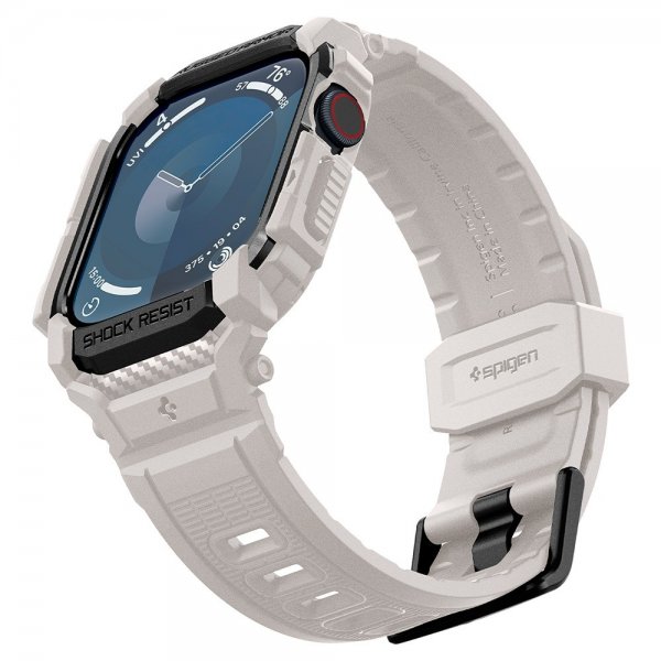 Spigen Apple Watch 46mm (Series 10/11) Armband och Skal Rugged Armor Pro Dune Beige