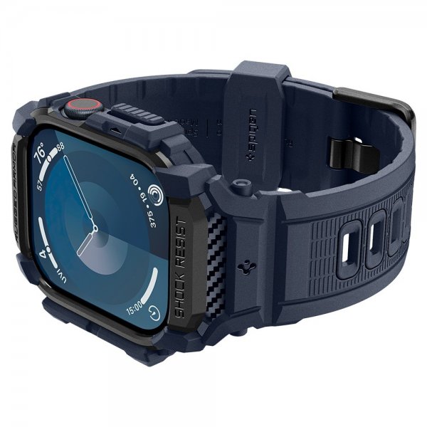 Spigen Apple Watch 46mm (Series 10/11) Armband och Skal Rugged Armor Pro Navy Blue