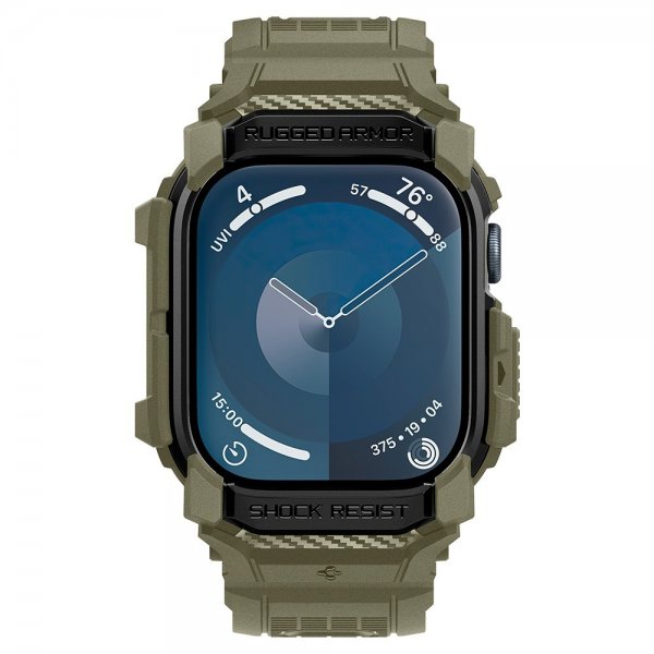 Spigen Apple Watch 46mm (Series 10/11) Armband och Skal Rugged Armor Pro Vintage Khaki