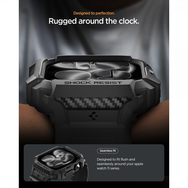 Spigen Apple Watch 46mm (Series 10/11) Armband Rugged Armor Pro 2 Matte Black
