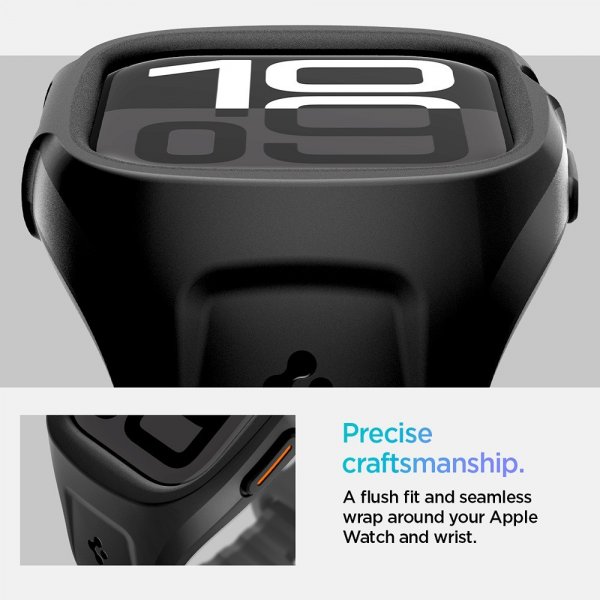 Spigen Apple Watch 46mm (Series 10/11) Skal med Armband Liquid Air Pro Matte Black