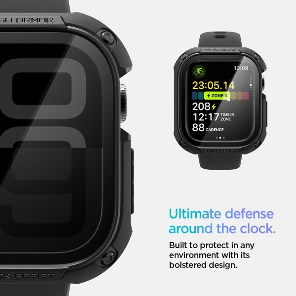 Spigen Apple Watch 46mm (Series 10/11) Skal med Skärmskydd Tough Armor Svart
