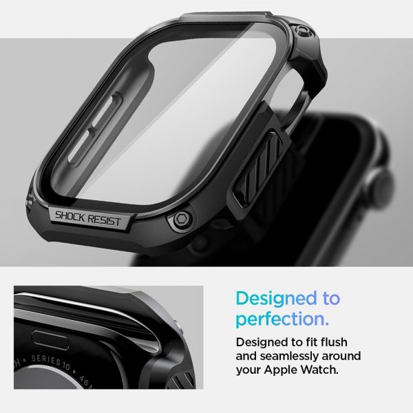 Spigen Apple Watch 46mm (Series 10/11) Skal med Skärmskydd Tough Armor Svart