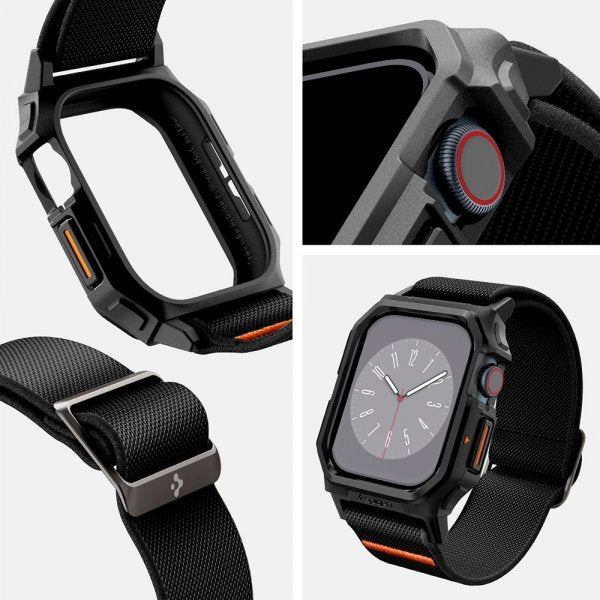 Spigen Apple Watch 46mm (Series 10/11) Armband och Skal Lite Fit Pro Matte Black
