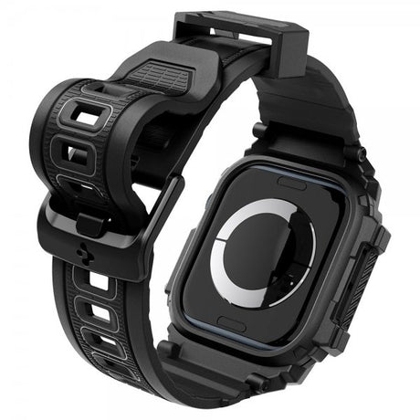 Spigen Apple Watch 46mm (Series 10/11) Armband och Skal Rugged Armor Pro Matte Black