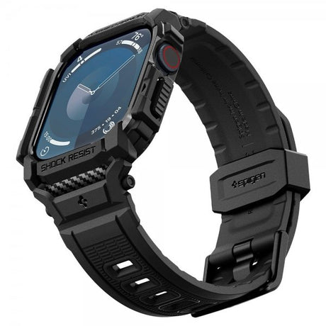 Spigen Apple Watch 46mm (Series 10/11) Armband och Skal Rugged Armor Pro Matte Black
