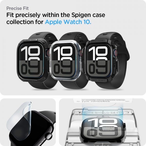 Spigen Apple Watch 46mm (Series 10/11) Skärmskydd EliteShield EZ Fit 2-pack