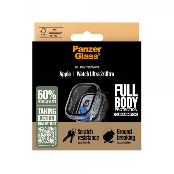 PanzerGlass Apple Watch Ultra 49mm Skal med Skärmskydd Full Body Protection Transparent