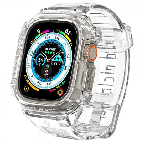 Spigen Apple Watch Ultra 49mm Armband och Skal Rugged Armor Pro Crystal Clear