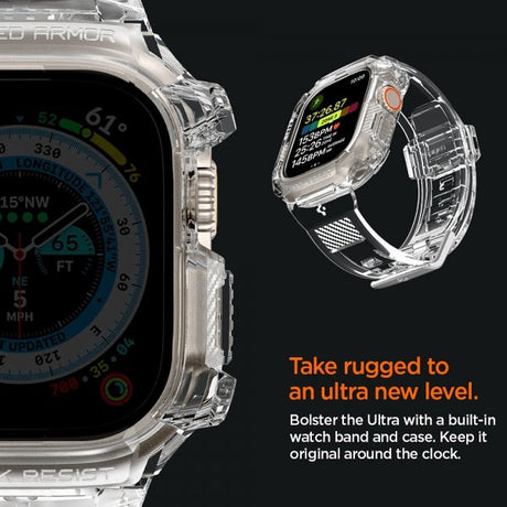 Spigen Apple Watch Ultra 49mm Armband och Skal Rugged Armor Pro Crystal Clear
