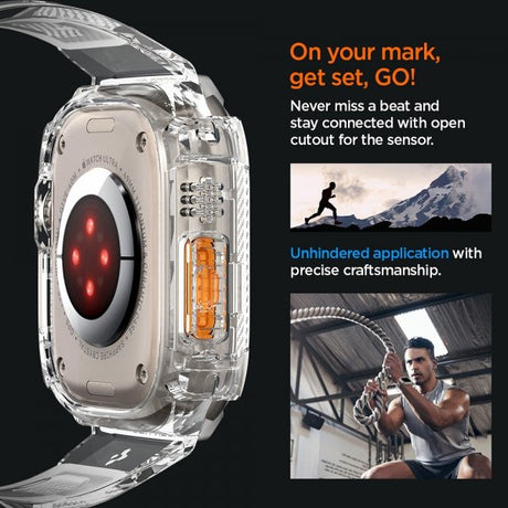 Spigen Apple Watch Ultra 49mm Armband och Skal Rugged Armor Pro Crystal Clear