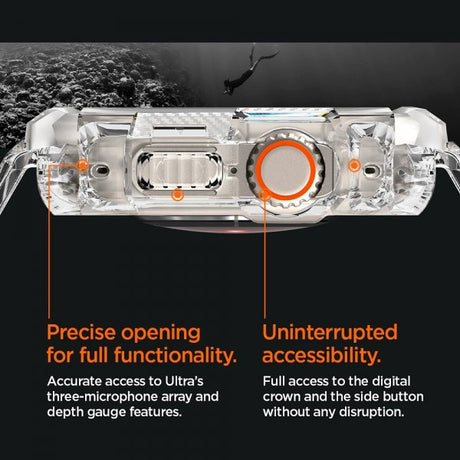 Spigen Apple Watch Ultra 49mm Armband och Skal Rugged Armor Pro Crystal Clear