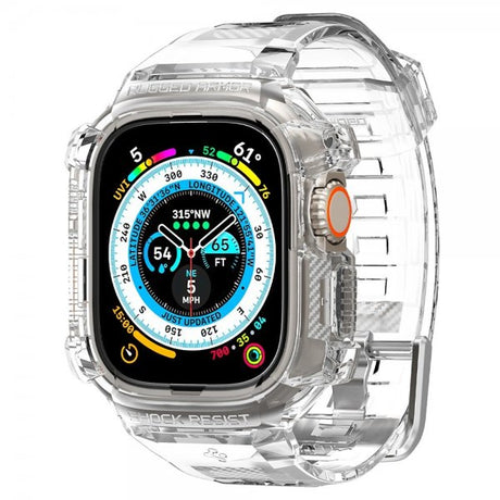 Spigen Apple Watch Ultra 49mm Armband och Skal Rugged Armor Pro Crystal Clear