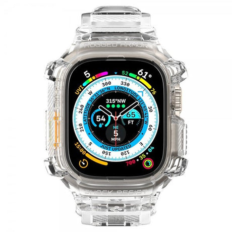 Spigen Apple Watch Ultra 49mm Armband och Skal Rugged Armor Pro Crystal Clear
