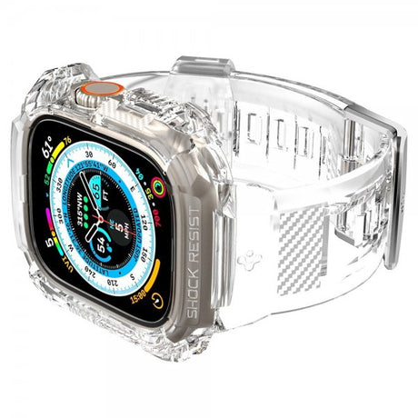Spigen Apple Watch Ultra 49mm Armband och Skal Rugged Armor Pro Crystal Clear