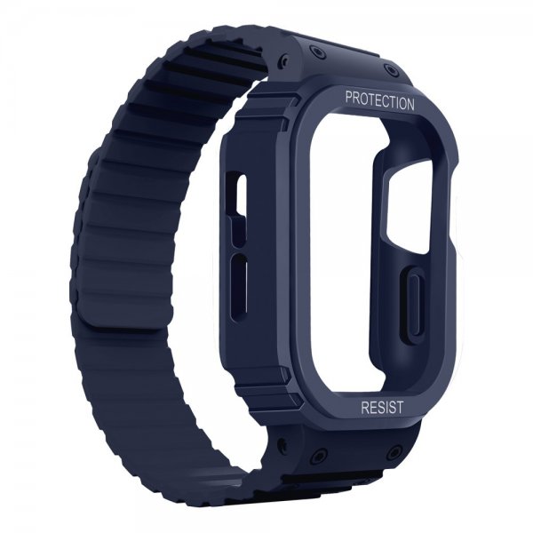 Apple Watch Ultra 49mm Armband med Skal Silikon Magnetstänging Blå