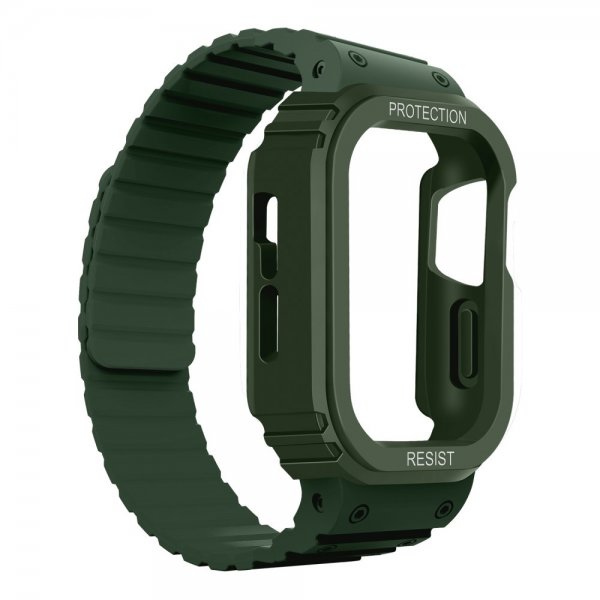 Apple Watch Ultra 49mm Armband med Skal Silikon Magnetstänging Grön
