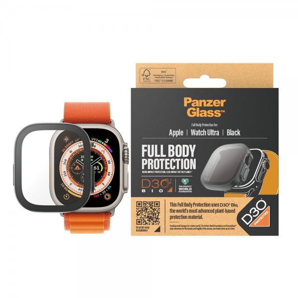 PanzerGlass Apple Watch Ultra 49mm Skal med Skärmskydd Full Body Protector D3O Svart