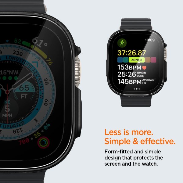 Spigen Apple Watch Ultra Skal med Skärmskydd Thin Fit 360 Svart