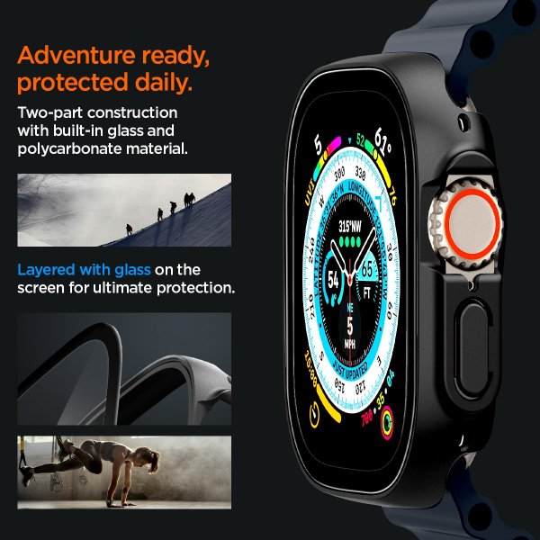 Spigen Apple Watch Ultra Skal med Skärmskydd Thin Fit 360 Svart