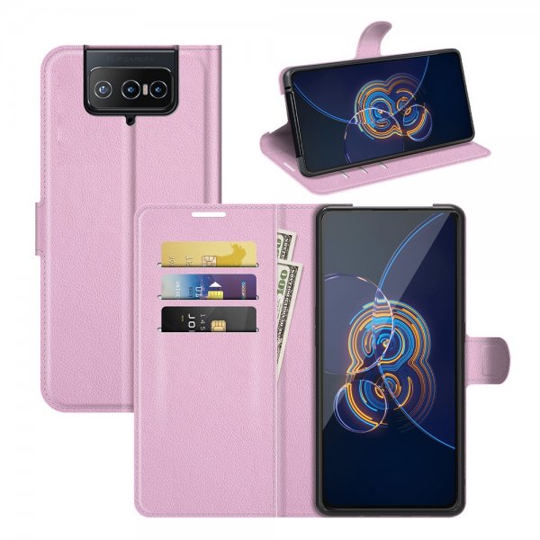 Asus Zenfone 8 Flip Fodral Litchi Rosa