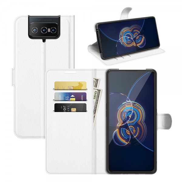 Asus Zenfone 8 Flip Fodral Litchi Vit
