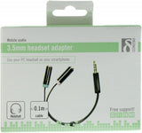 Deltaco 3.5mm Headset Audio Adapter